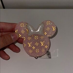 Louis Vuitton Pink Glitter Mickey Mouse Badge Reel